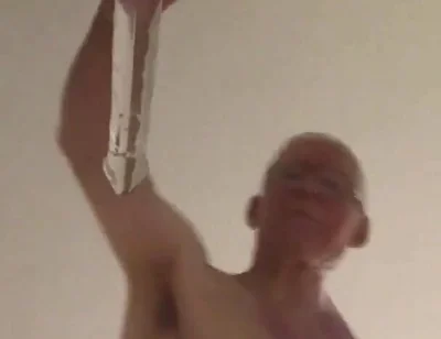 Close up View From Below Riding a Large Glass Cock