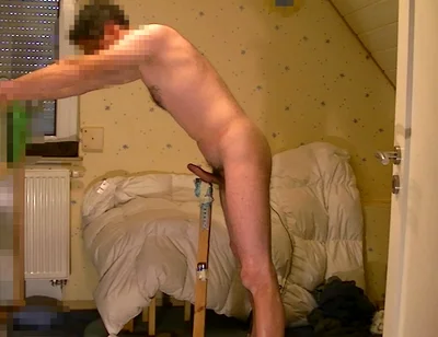 Homemade Stand Fleshlight Vibrator Masturbation