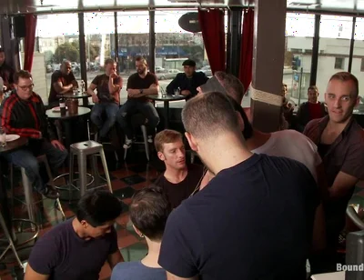 Muscle stud uses and fucks his boy in front of a horny lunch crowd.