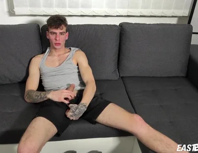 Arousing Skinny Boy With Abs Shows His Knob
