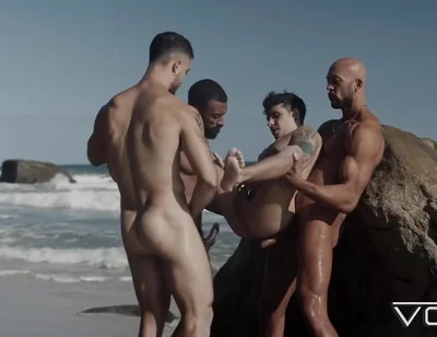 Watch A Group Of Handsome Muscular Studs Have An Outdoor Wild Orgy By The Beach - Andy Rodrigues And Markin Wolf