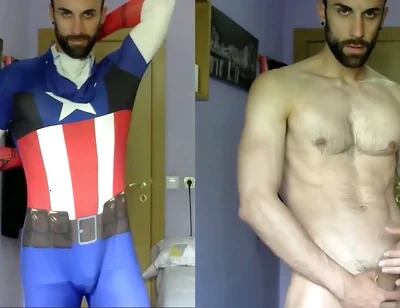 Captain America Jerking off and Cumming