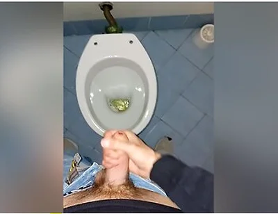 A Young Guy Went Into A Dirty Public Toilet To Pee And Jerk Off