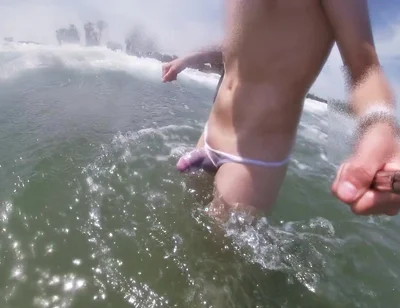 I Have a Sexy Cock and I Think People Must Know so I Wear a See Through Thong in a Public Beach