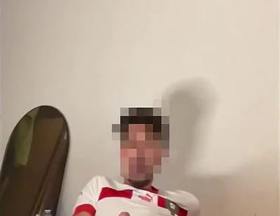 Arab Football Player Jerks off His Fat Cock and Asks for Feet and Socks Worship