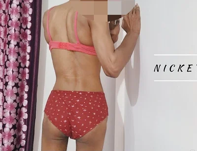 Skinny Sissy Enjoying in Bra and Pantie