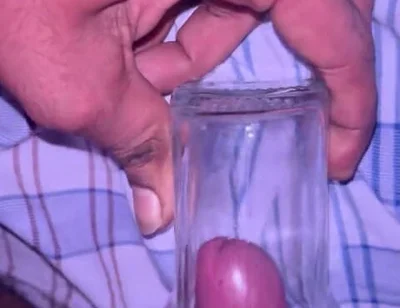 Indian Boy Mastrubate with Glass Jar