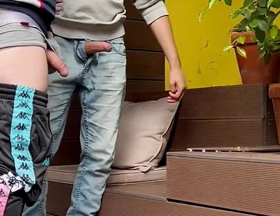 2 Boys Try to Piss in a Glass (one of Them Starts to Get Hard)