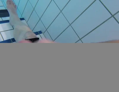 Underwater Close-up: Fat Guy Extensive Masturbates His Thick Foreskin Cock in a Public Swimming Pool