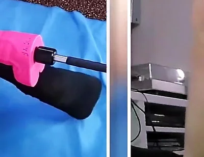 Fabulous Fucking Machine Anal Dildo Fucking in Chastity Cage