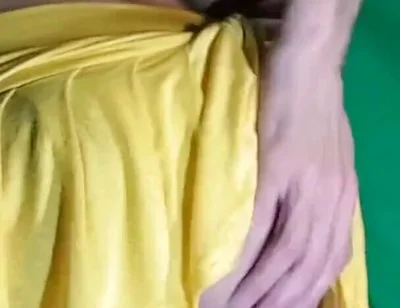 Pale Yellow Thong Under Yellow Skirt