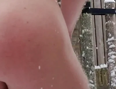 18 Year Old Blonde Twink Freezes Naked in -10 Degree Winter - Hard in Snow