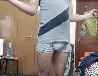 Indian Man Show Excercise in Underwear