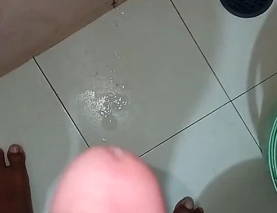 Solo Cock Cummshot Mastrubation in Bathroom