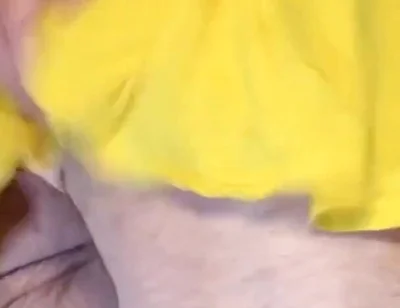 Tiny Yellow Plaid Thong Under Yellow Skirt