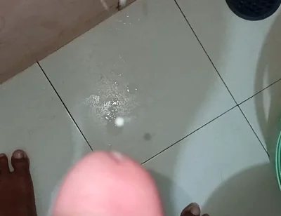 Solo Cock Cummshot Mastrubation in Bathroom