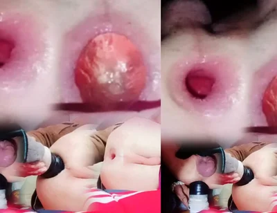 The Young Man's Big Ass Even Tries to Shove a Bottle of Yogurt Into His Little Butt.