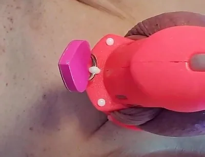 Anal Dildo Fucking and Squirting While Locked in Chastity