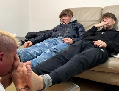 Sniffing feet and socks masters