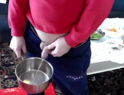 John Is Pissing Into a Kitchenpot