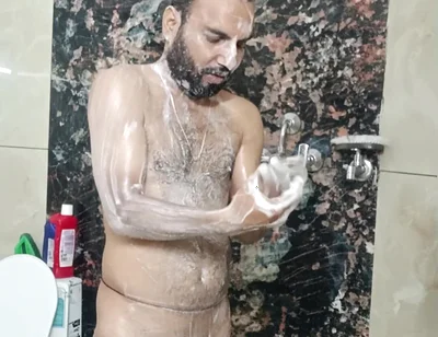 Desi Police Officer Having Shower