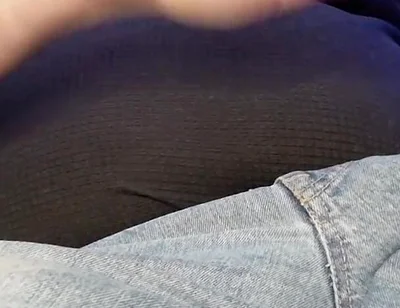 Hard Uncut Cock Stroking Though Blue Jeans
