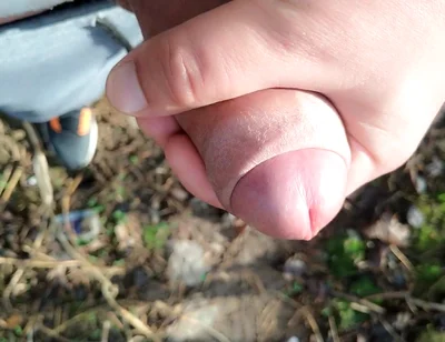 Gentle Slow Jerk off Close up Uncut Cock Outdoor - Close up Cum