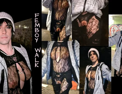Femboy - My First Walk as a Ladyboy with Breasts and a Vagina
