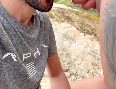 Hot Stepdaddy Sucking Massive Cock Outdoors