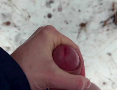 Handy POV - Twink Wixt His Cock in the Forest - in Winter