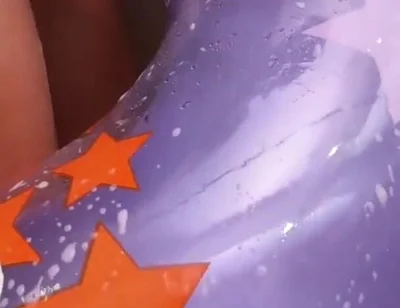 Bathroom with inflatable swim ring