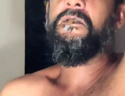 Smoking in Red Underwear