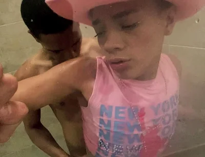 Femboy Gets Fucked by a Stranger in the Bathroom of the Hotel Where She Is on Vacation with Her Family