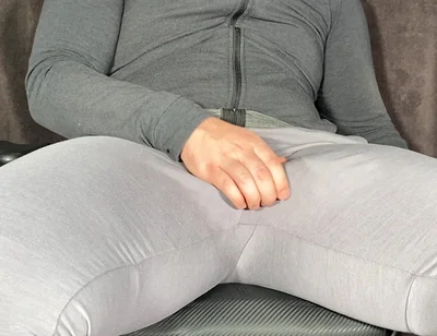 Hands Free Cum in Grey Sweatpants