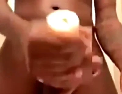 Stroking my hard big dick with torch