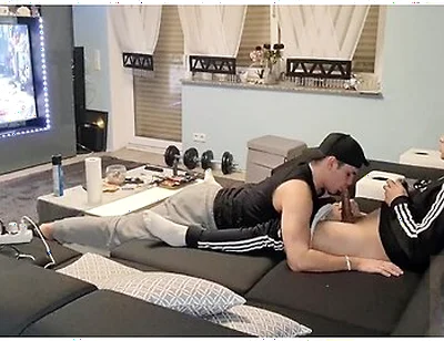My Boy Surprised Me With A Nice Blowjob While I Was Gaming And I Shot My Cum In His Mouth