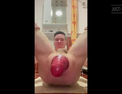 Huge Anal Prolapse in the Bathroom in Different Poses