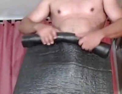 Exercising with a Resistance Band at Home and Naked