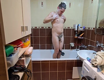Hot Water Therapy - Hairy Guy’s Private Shower Time After Work