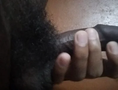 Masturbating,rubbing, and Slapping My Hairy Uncut Black Cock After Long Time