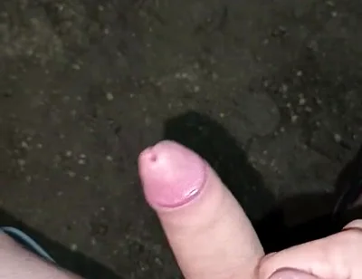 Outdoors at Night, Peeing and Hot Cumshot