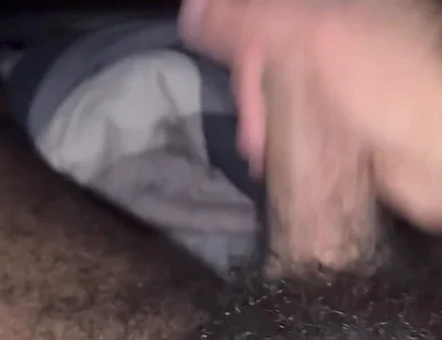 Hairy Black Man Jerking off Before Bed