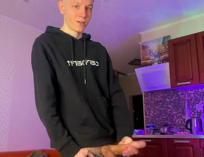 Skinny Boy Making a Huge Mess with His Thick Dick