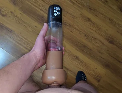 After Orgasm - Pumping My Cock in a Cum-filled Vacuum Pump