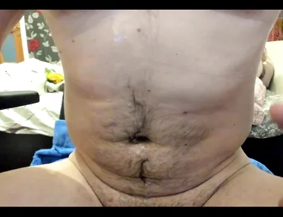 Big cumshot on my big belly