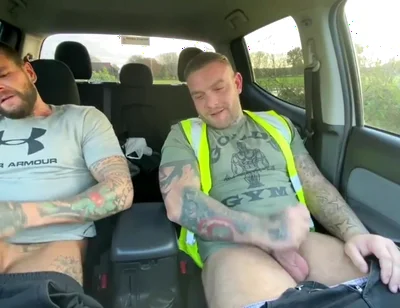 Builders Have a Jerk in the Car at Work