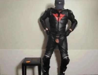 leather biker gear cum load