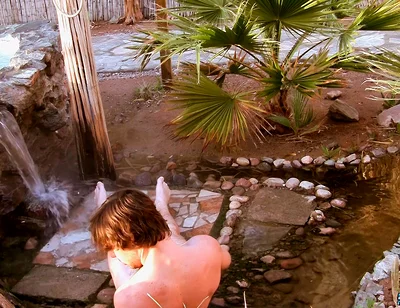 Cooling Down with His Uncut Cock