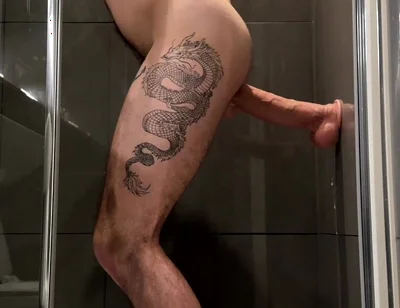 Hungry Locked Bottom Playing with Huge 10 Inches Monster Dildo