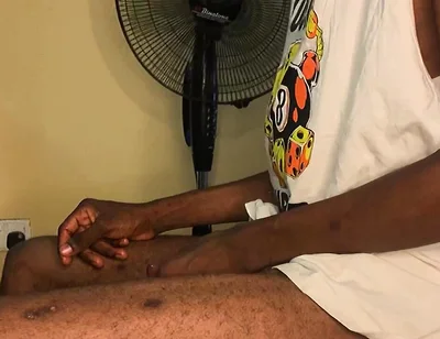 Skinny African Boy First Cum on Cam